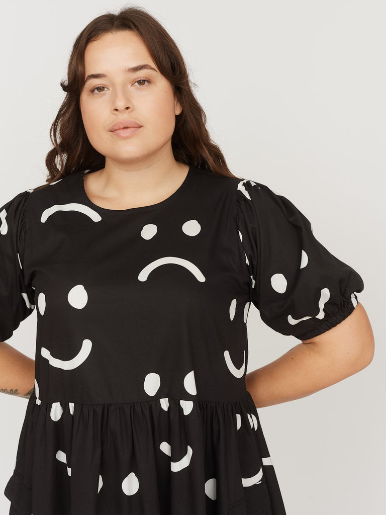 Happy Sad Puff Sleeve Dress – Lazy Oaf