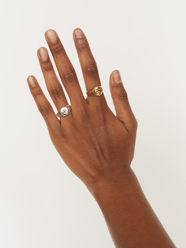 Happy⭐Ring LO x Good Daze Spinner Happy Sad Ring Gold – Lazy Oaf