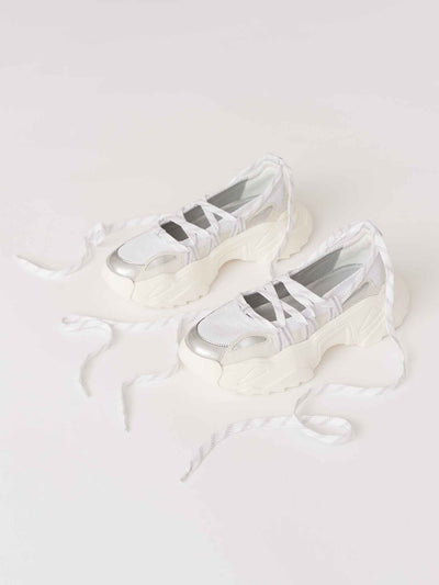 White Lace Up Ballet Sneaker