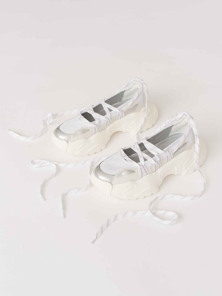 White Lace Up Ballet Sneaker – Lazy Oaf - Main Image