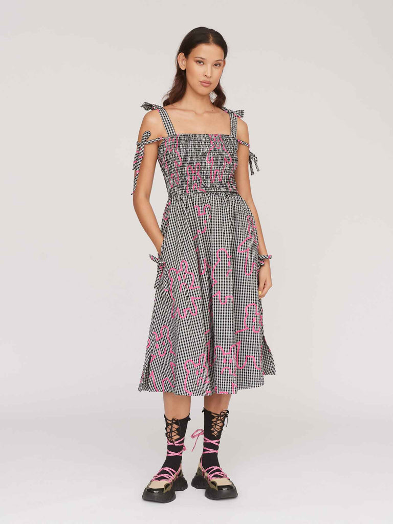 strapless open back dress Grin and Bear It Gingham Dress – Lazy Oaf