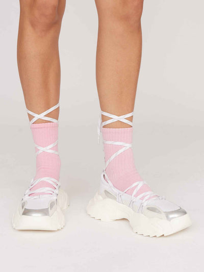 White Lace Up Ballet Sneaker