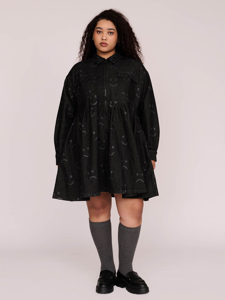 Happy Sad Denim Dress  Lazy Oaf