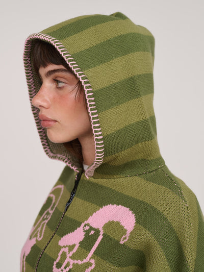 Silly Goose Zip Up Knit Hoodie