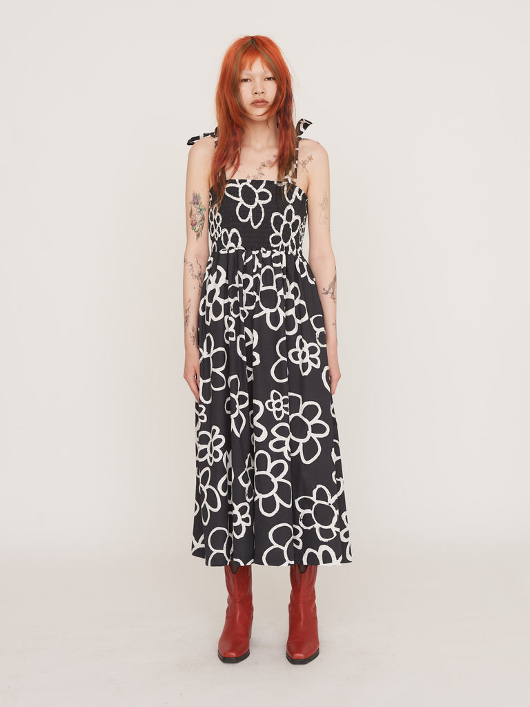 Flower Scribble Tie Shoulder Dress – Lazy Oaf