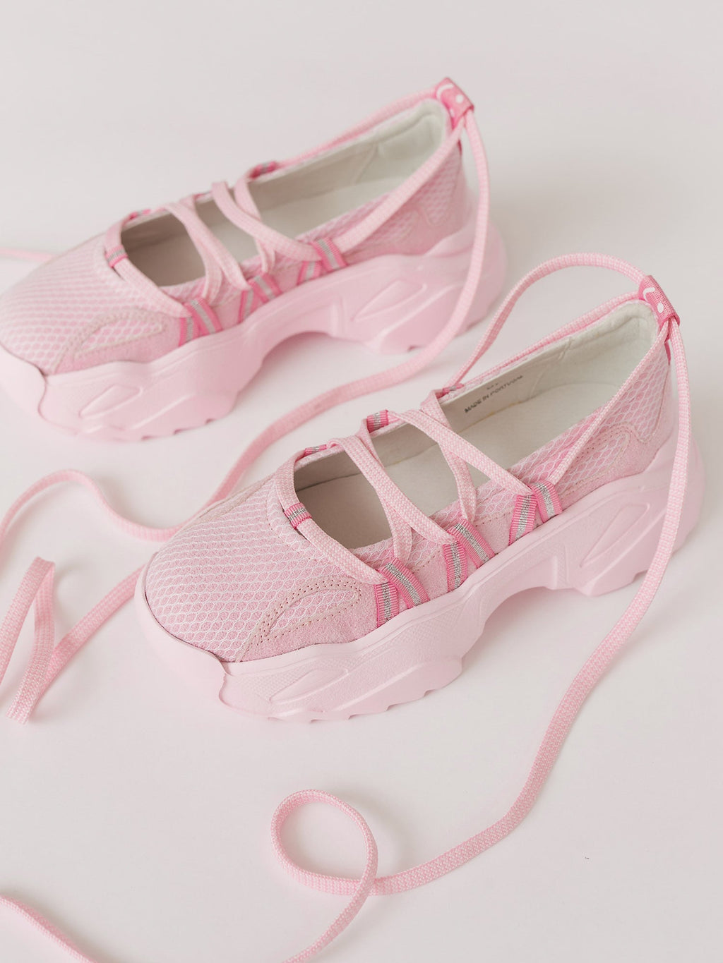 Pink Lace Up Ballet Sneaker