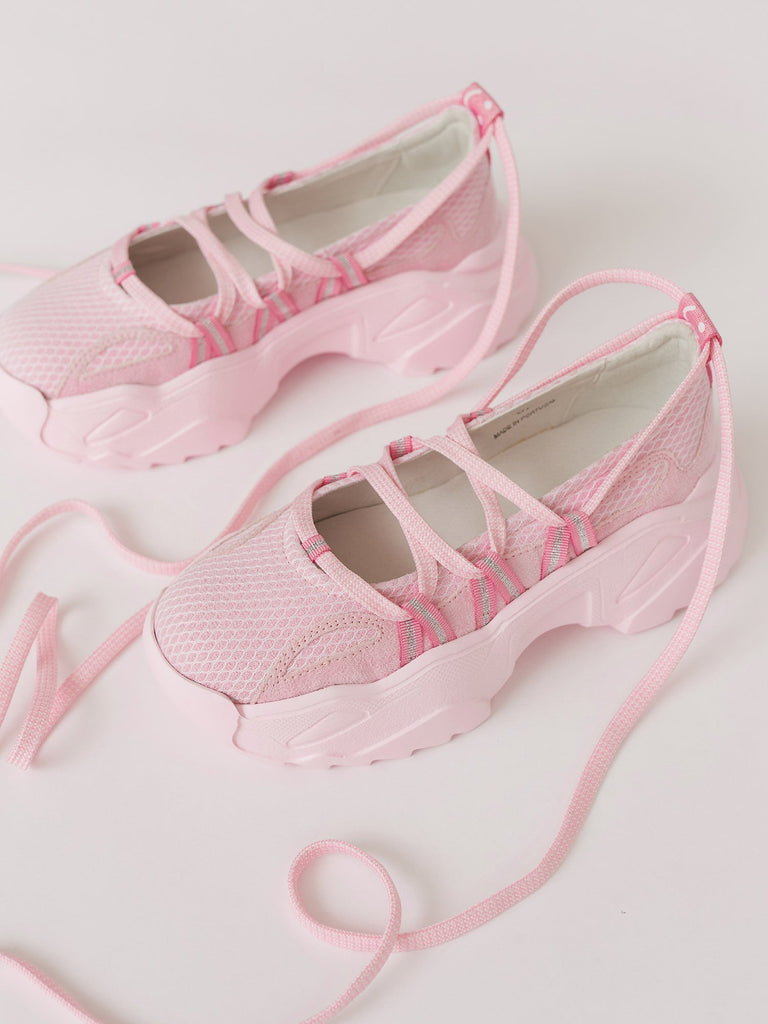 Pink Lace Up Ballet Sneaker – Lazy Oaf