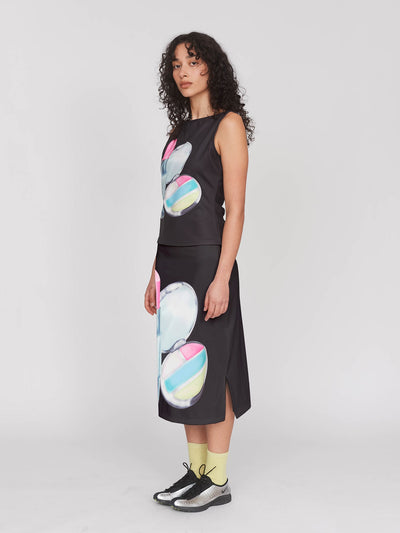 Hot Pink Lipstick Midi Skirt