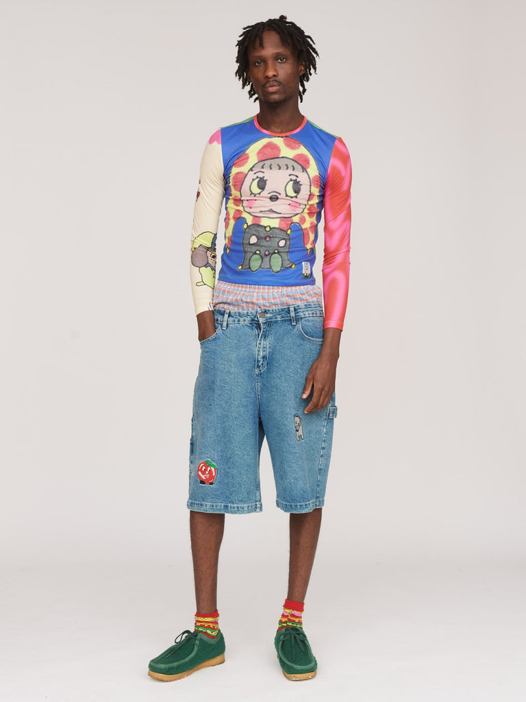 Print Mash Up Long Sleeve Fitted Top – Lazy Oaf