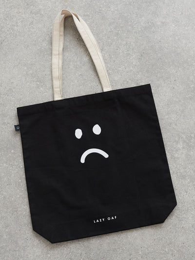 Lazy Oaf Black Happy Sad Tote Bag