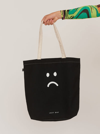 Lazy Oaf Black Happy Sad Tote Bag
