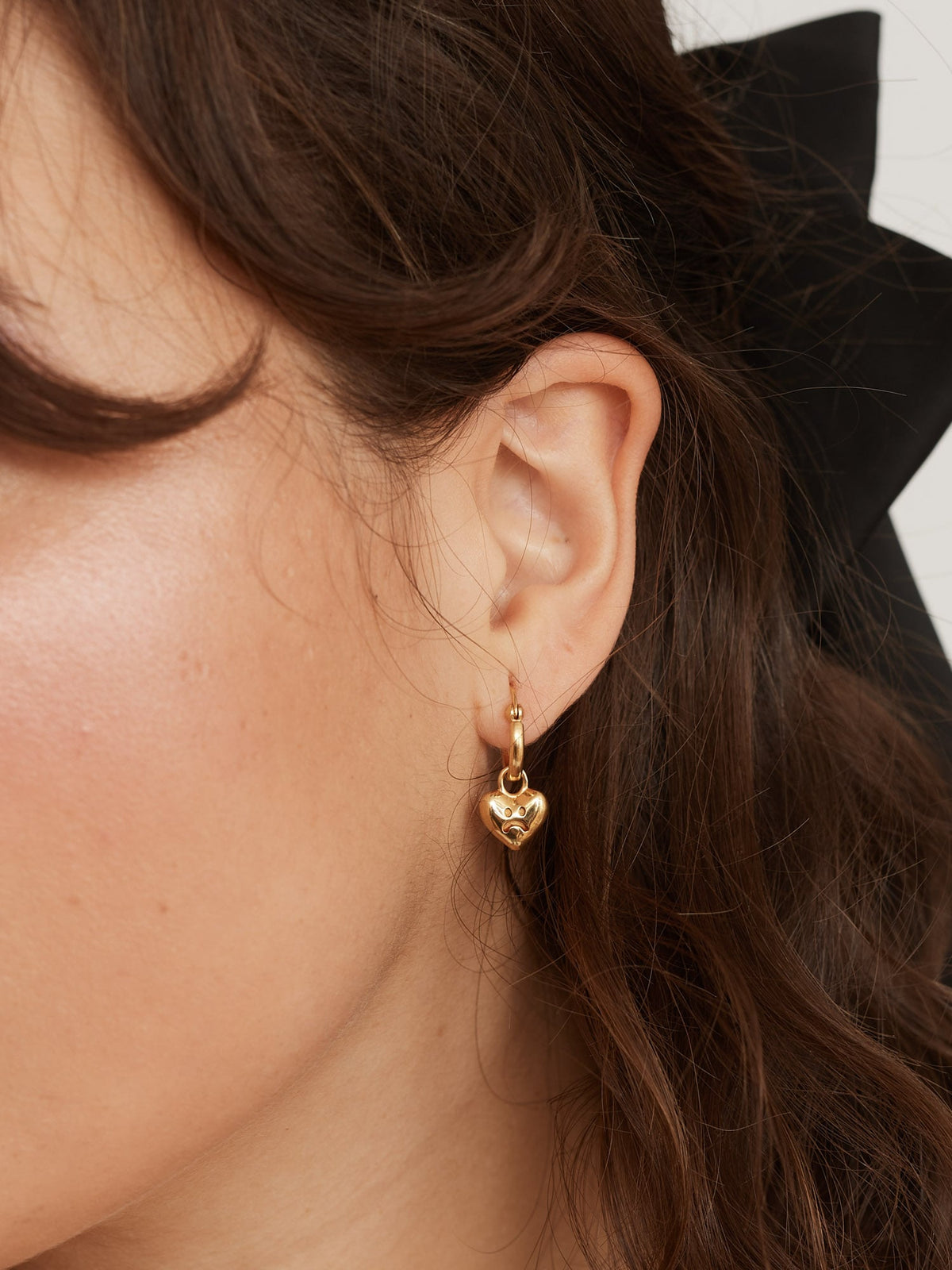 LO x Good Daze Happy Sad Heart Earrings Gold