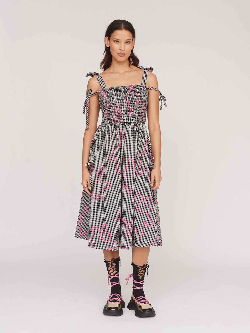 Grin and Bear It Gingham Dress – Lazy Oaf