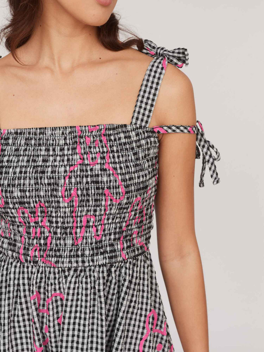lazy oaf pink gingham dress Sweet Tooth Smock Dress Lazy Oaf