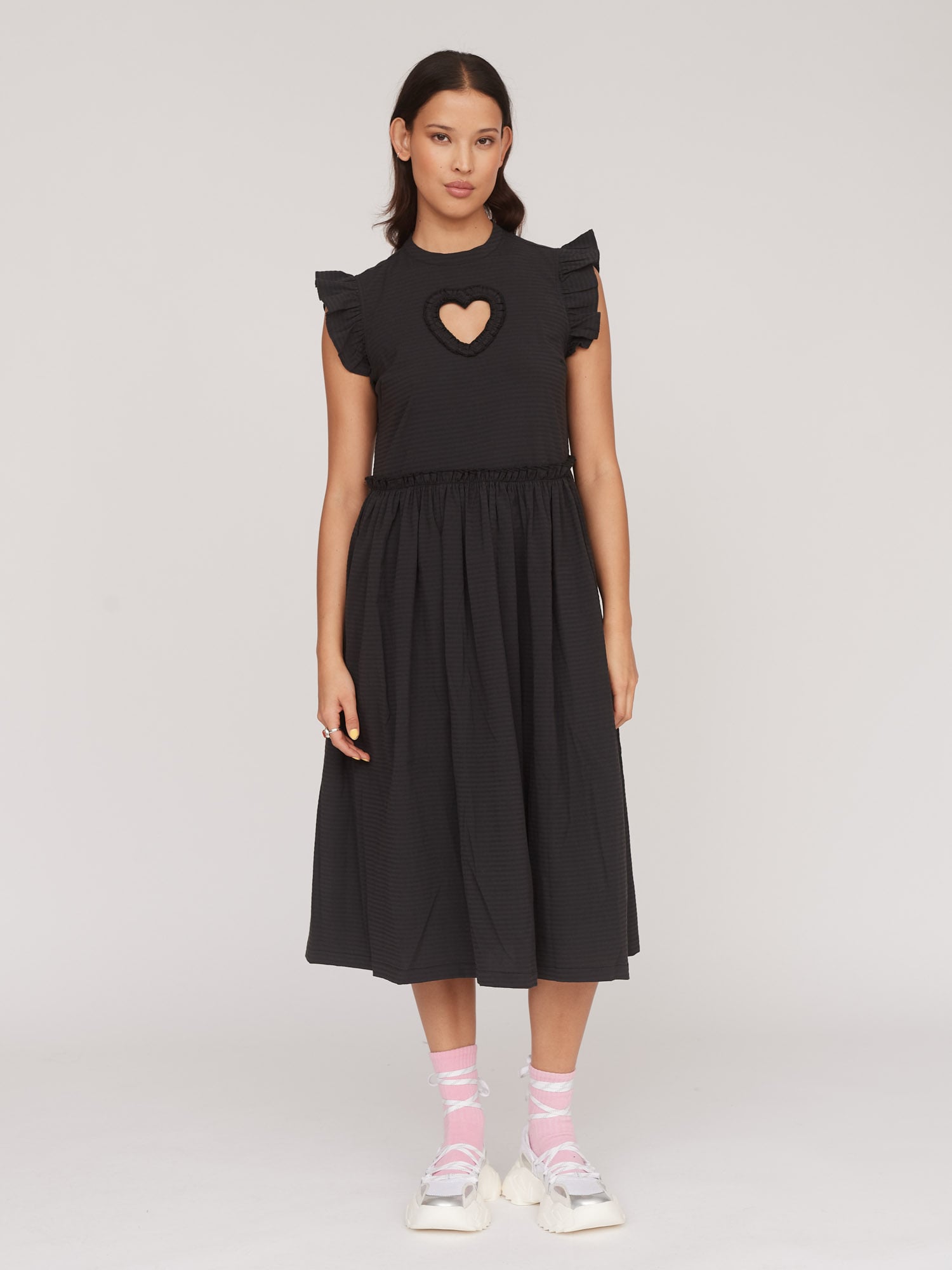 Black Cut Out Heart Midi Dress – Lazy Oaf