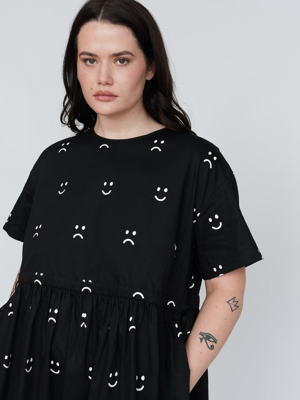 Sad Robe Black Happy Sad Side Tie Dress – Lazy Oaf