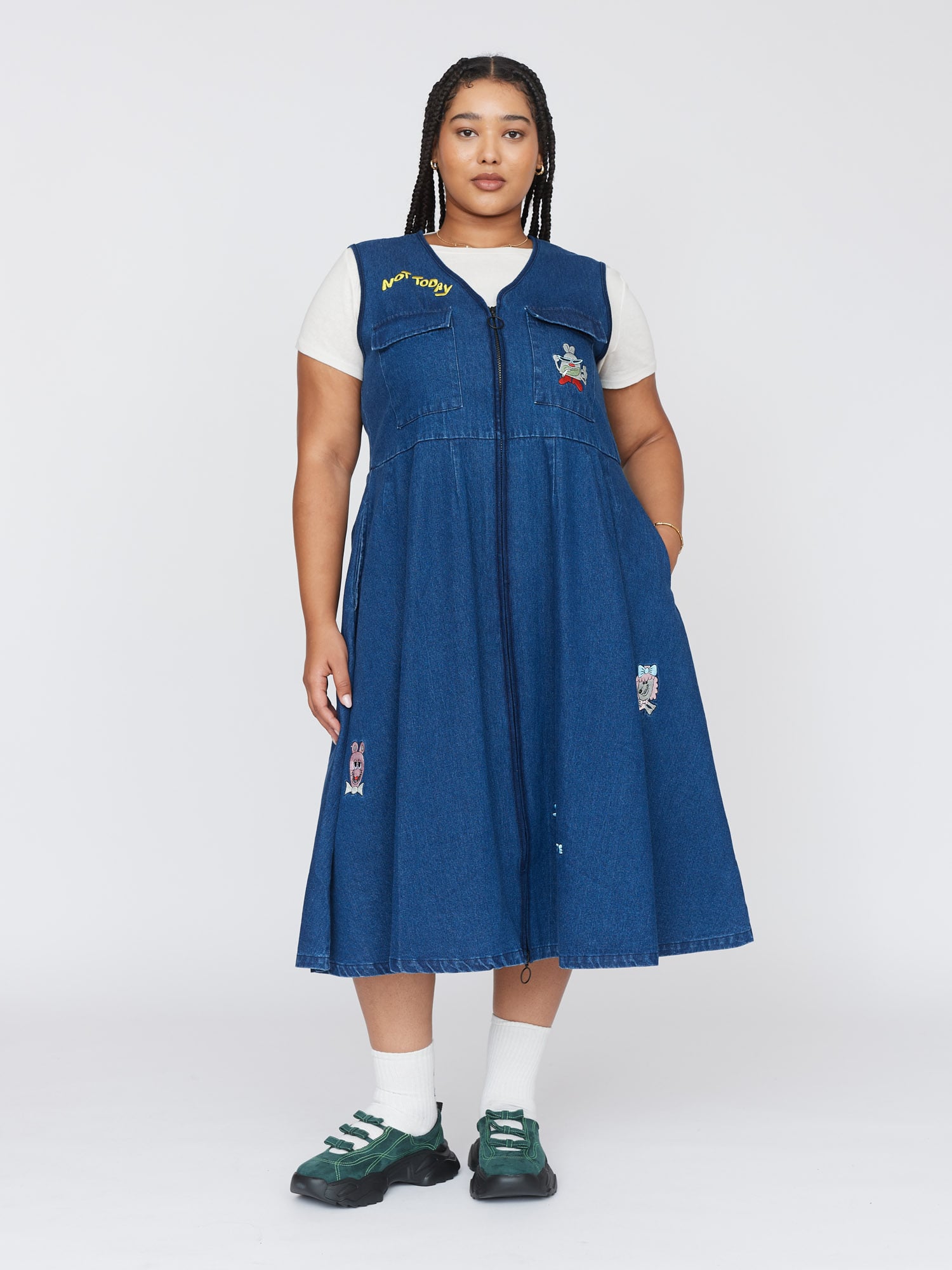 Creatures Denim Gilet Dress Lazy Oaf Creatures Denim Gilet Dress Lazy Oaf