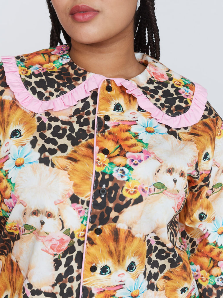 ANIMAL AOP BLUE LONG SLEEVE PYJAMA SET - BLUE