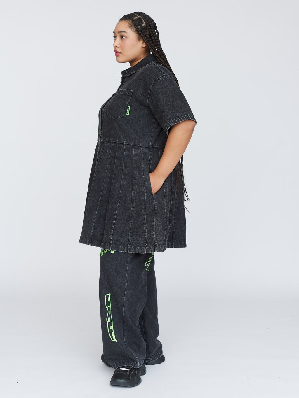 lazy oaf pleated shirt dress Pleated Check Shirt Dress Lazy Oaf