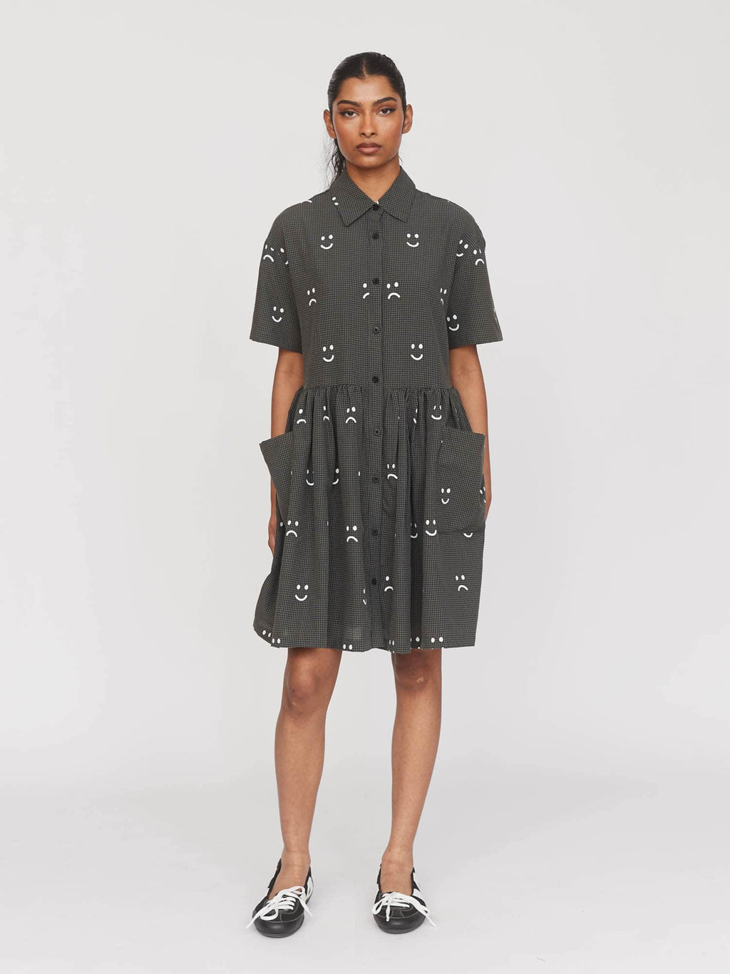 lazy oaf pleated shirt dress Pleated Check Shirt Dress Lazy Oaf
