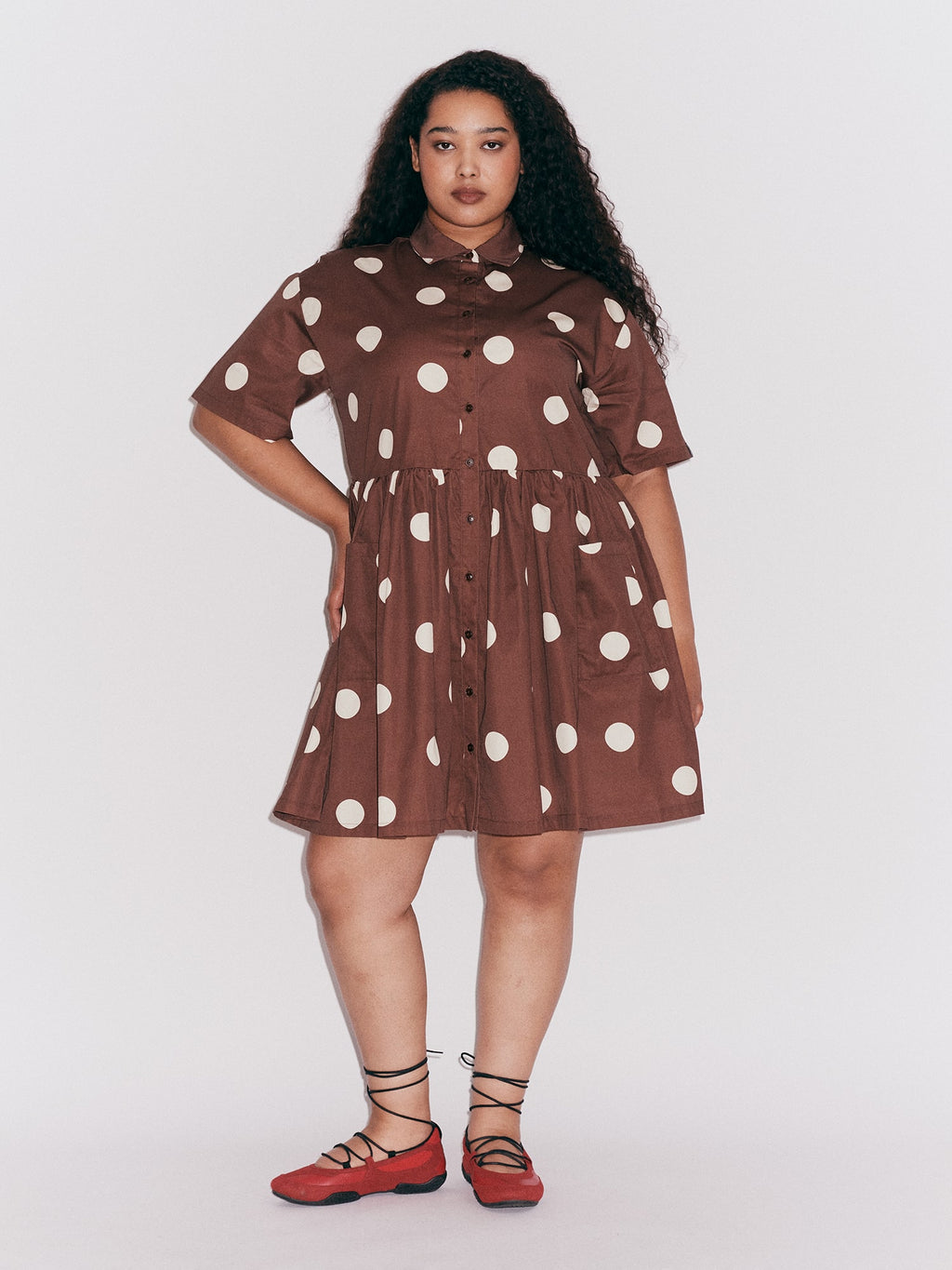 Polka Dot Mini Shirt Dress