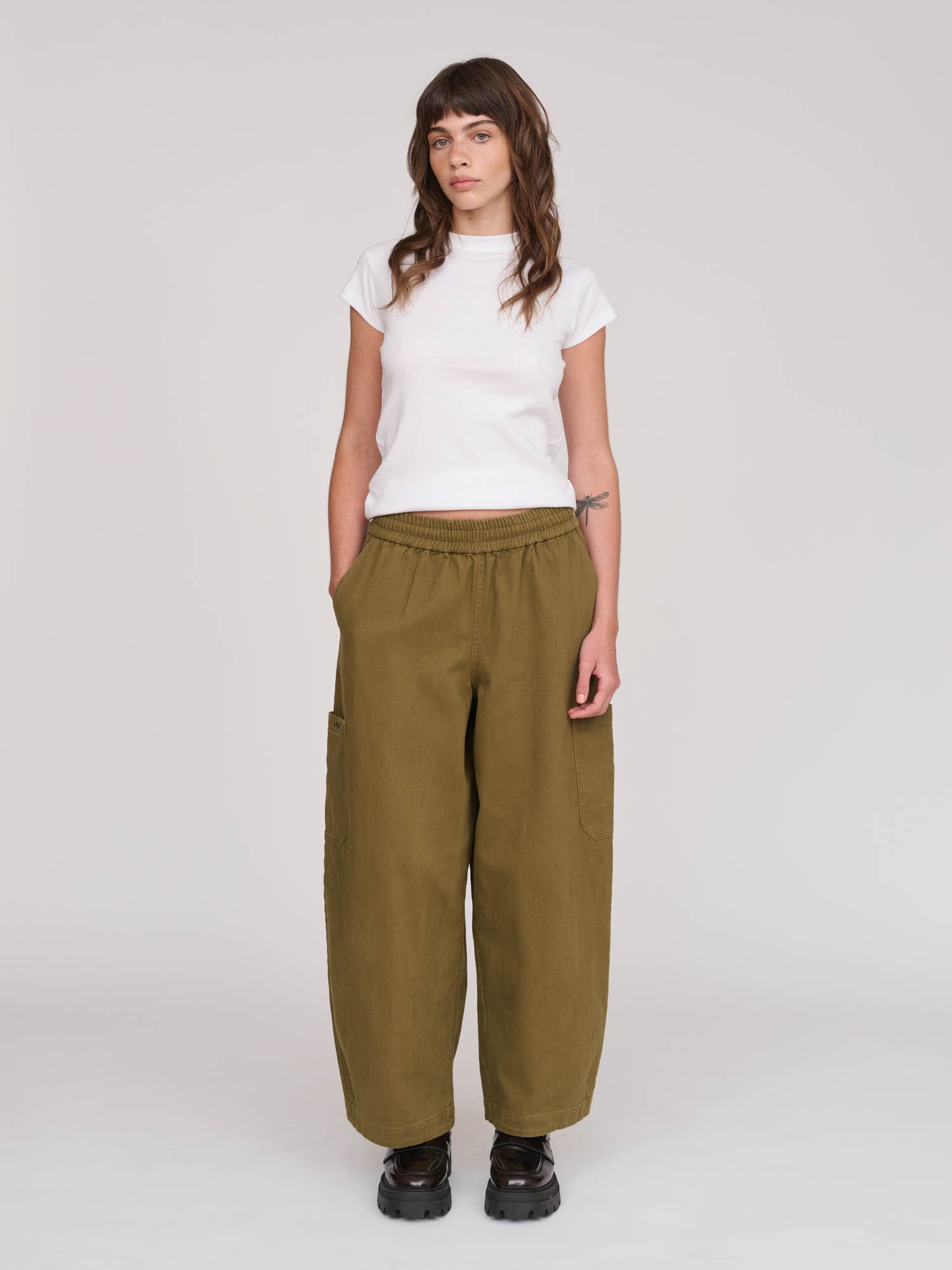 Bev Khaki Barrel Leg Pants – Lazy Oaf