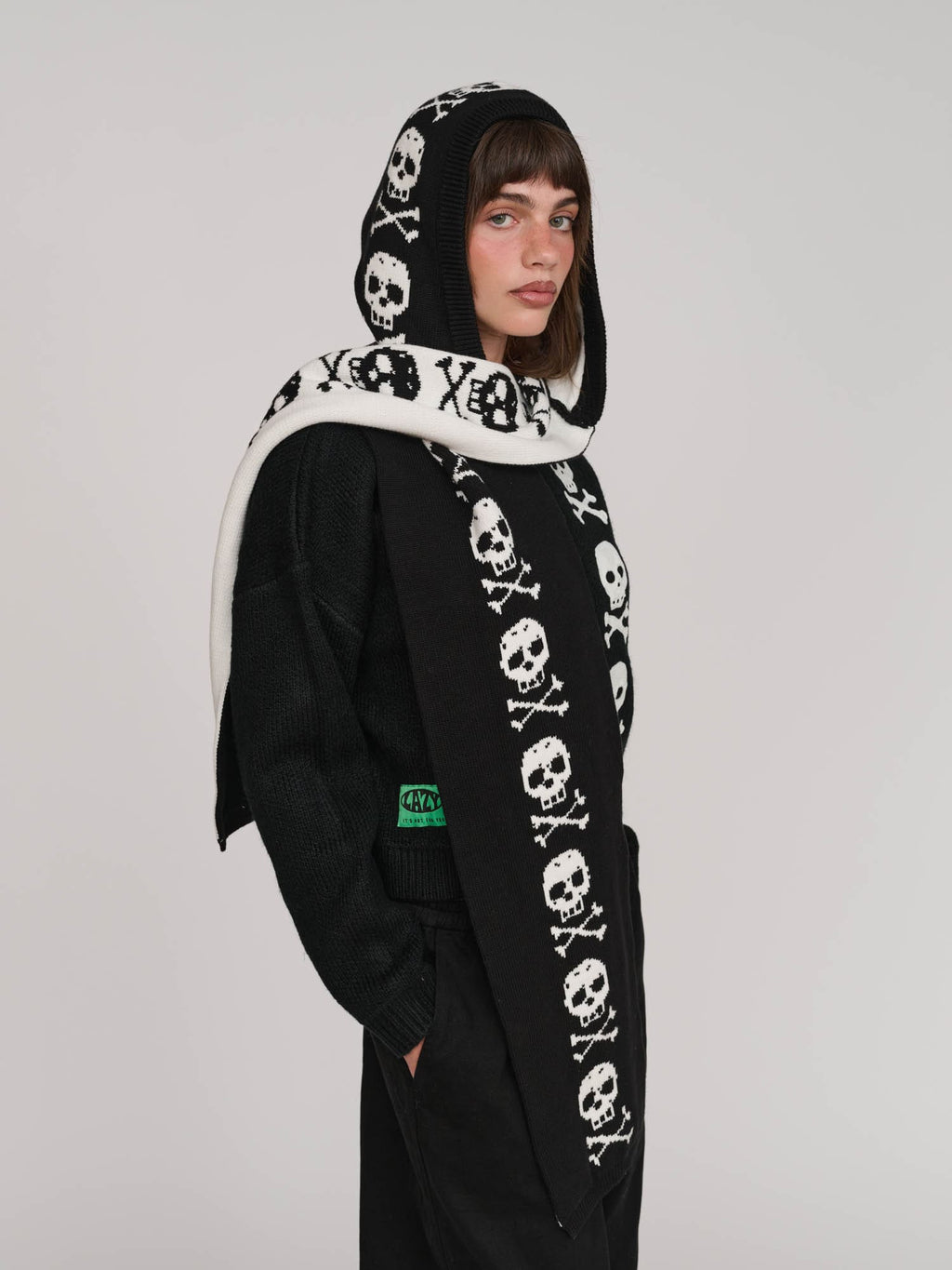Skull And Crossbones Hooded Scarf