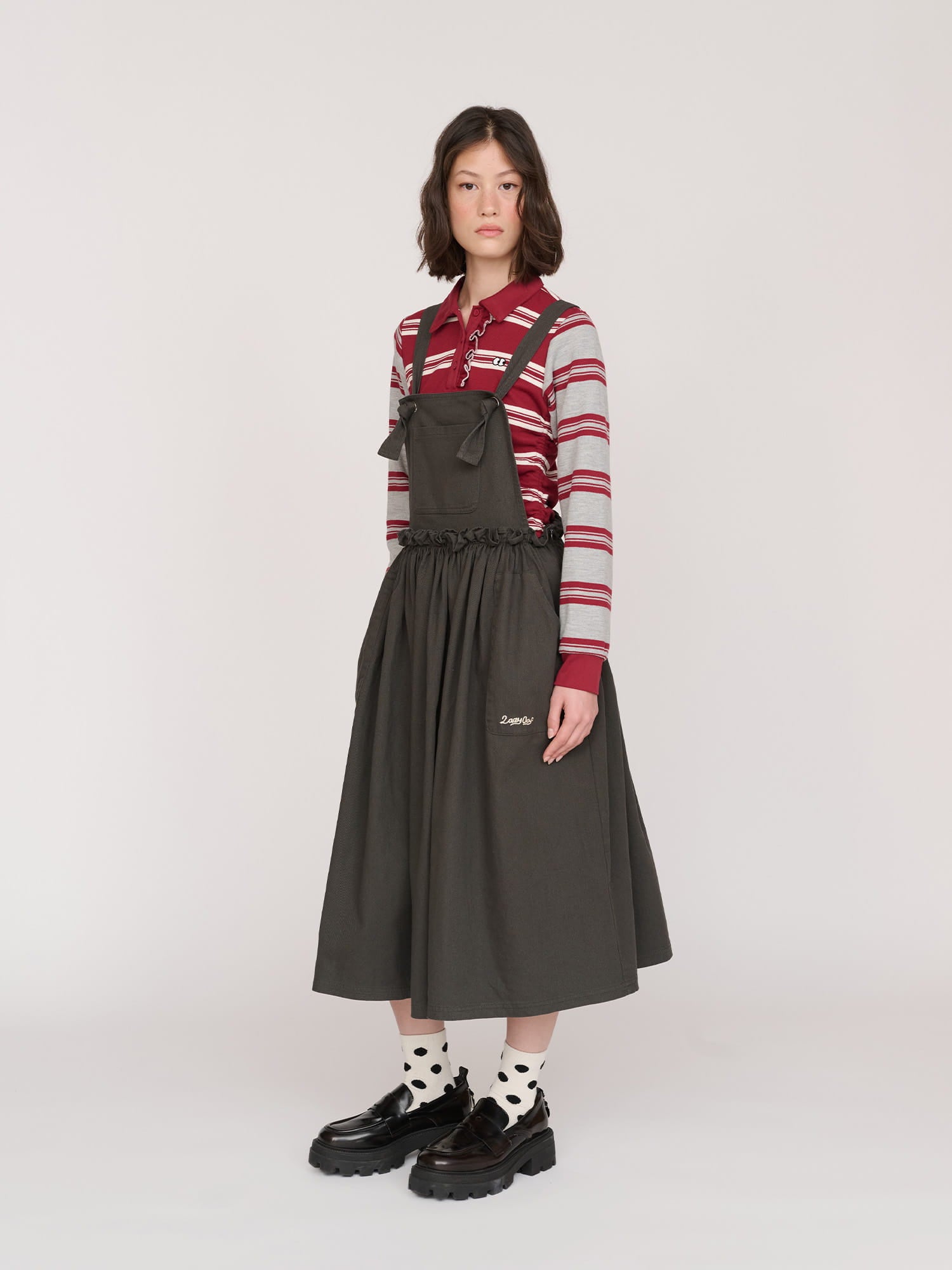 Charcoal Pinafore Dress – Lazy Oaf