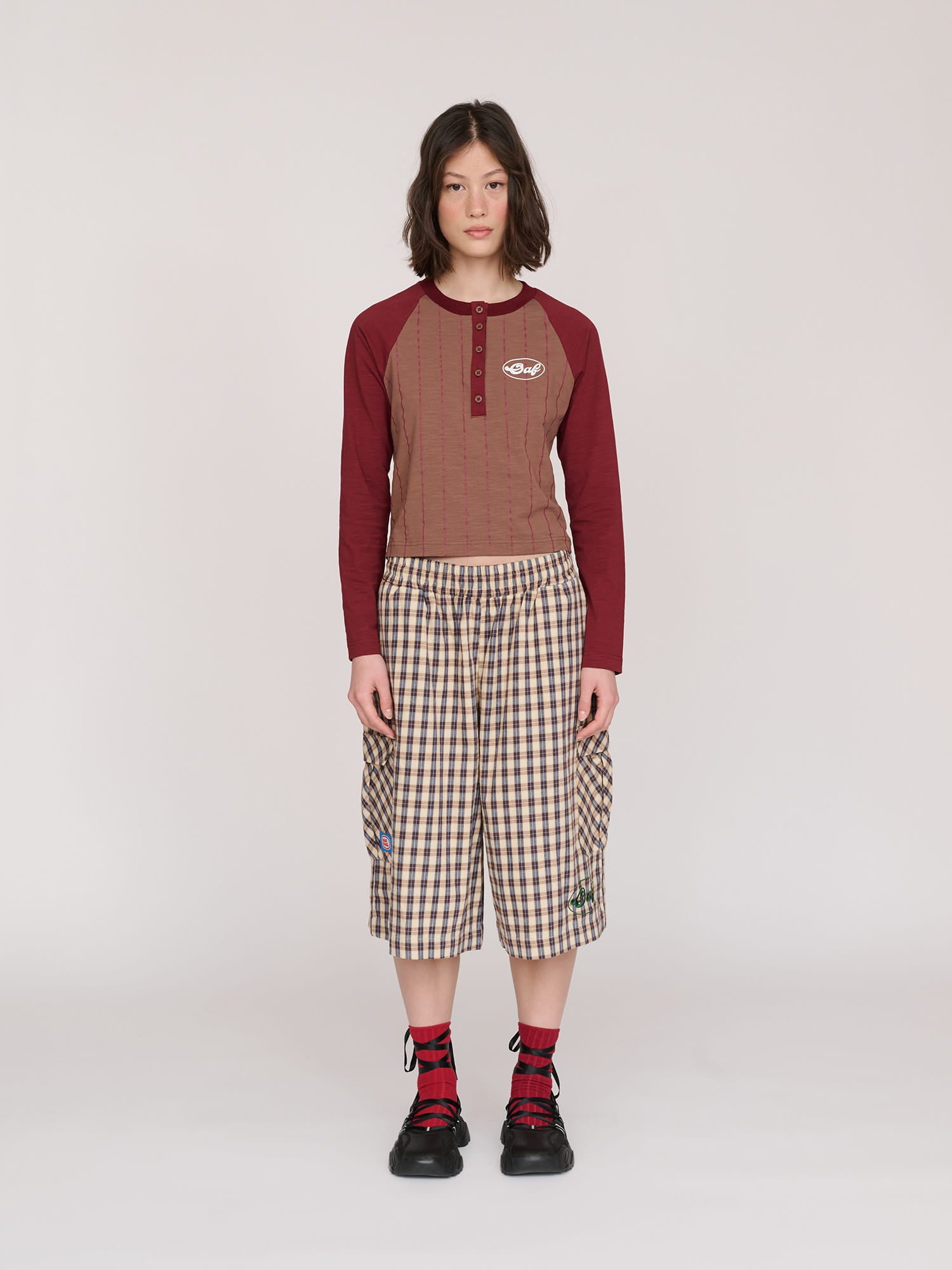 All Aboard Long Check Shorts – Lazy Oaf