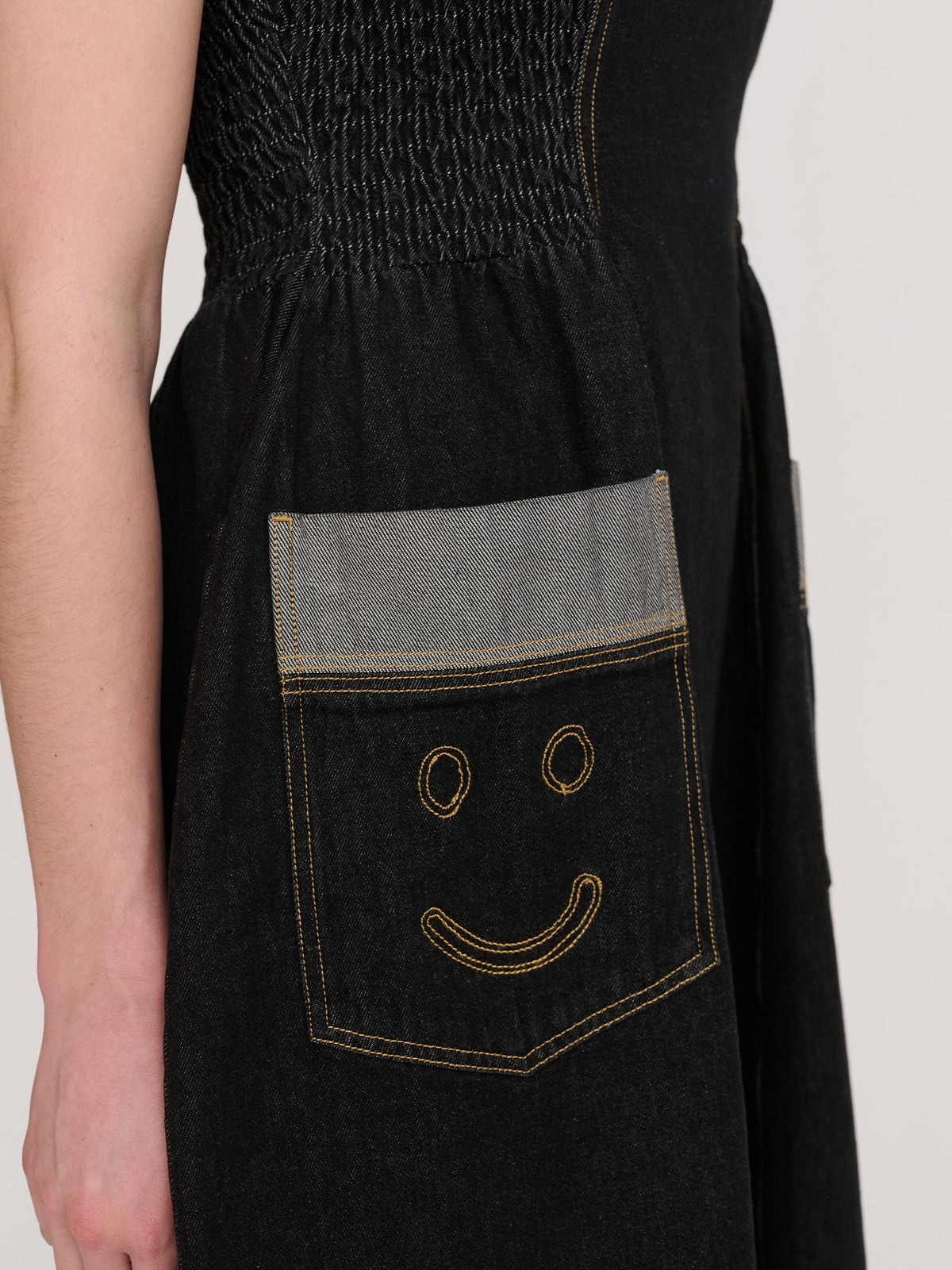 Happy Sad Sleeveless Denim Dress