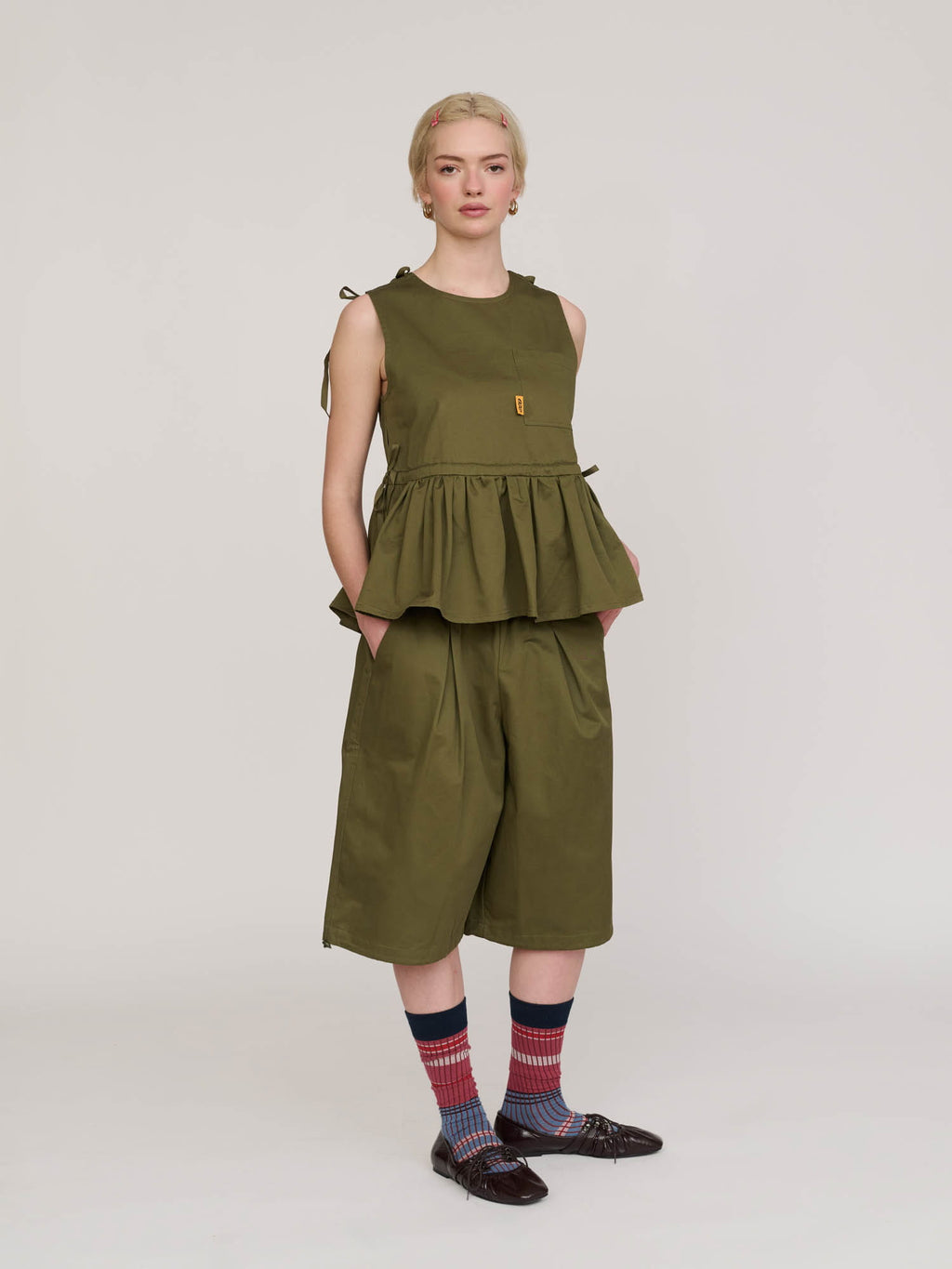model:Emmie wears size S and is 5’6”, collection-all-trousers, 