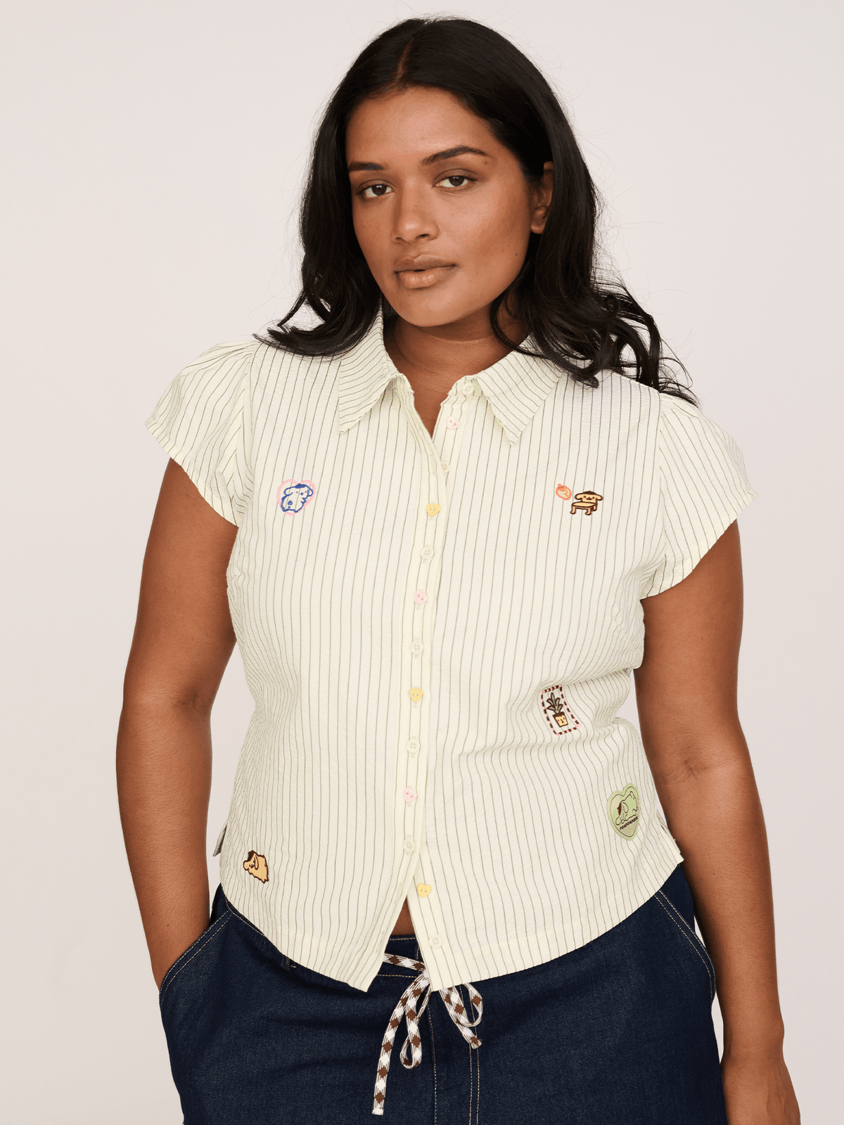 collection-curve, collection-curve-tops, model:Sha wears size 18 and is 5’9”, collection-all-tops, collection-pastel, collection-lazy-oaf-x-pompompurin
