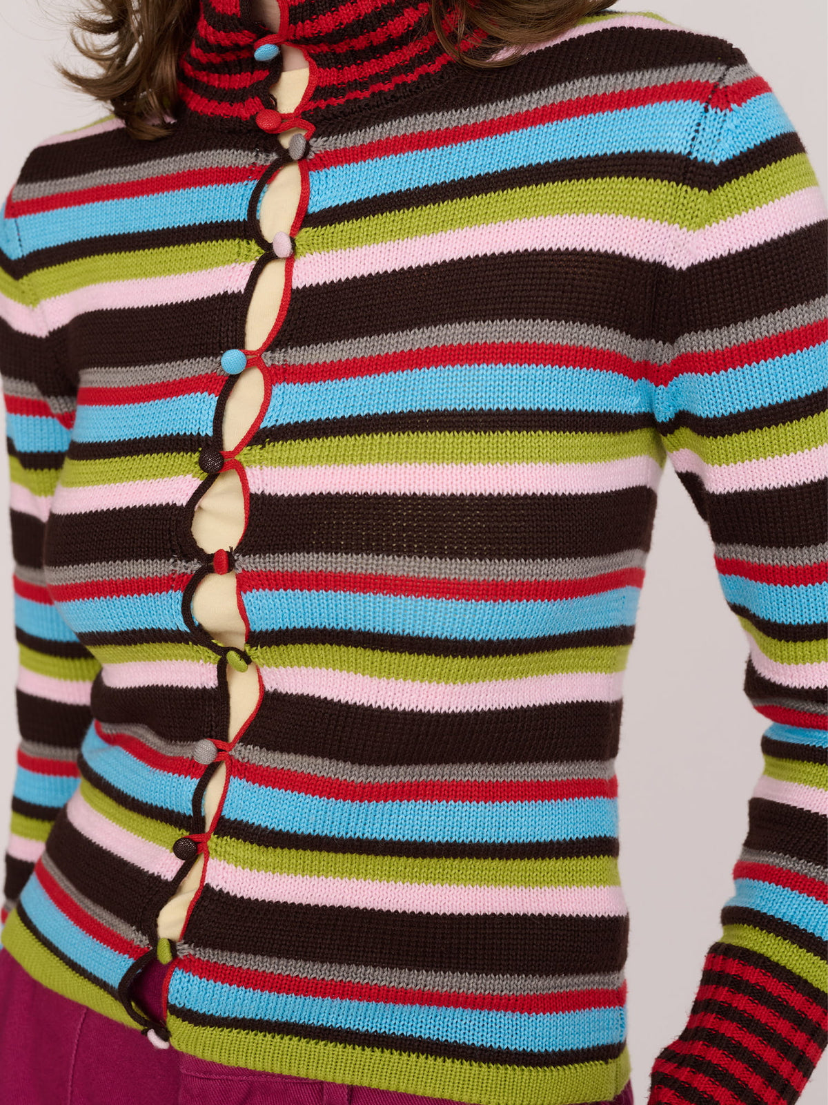 Stripey Button Up Cardigan - Shipping From 30/10