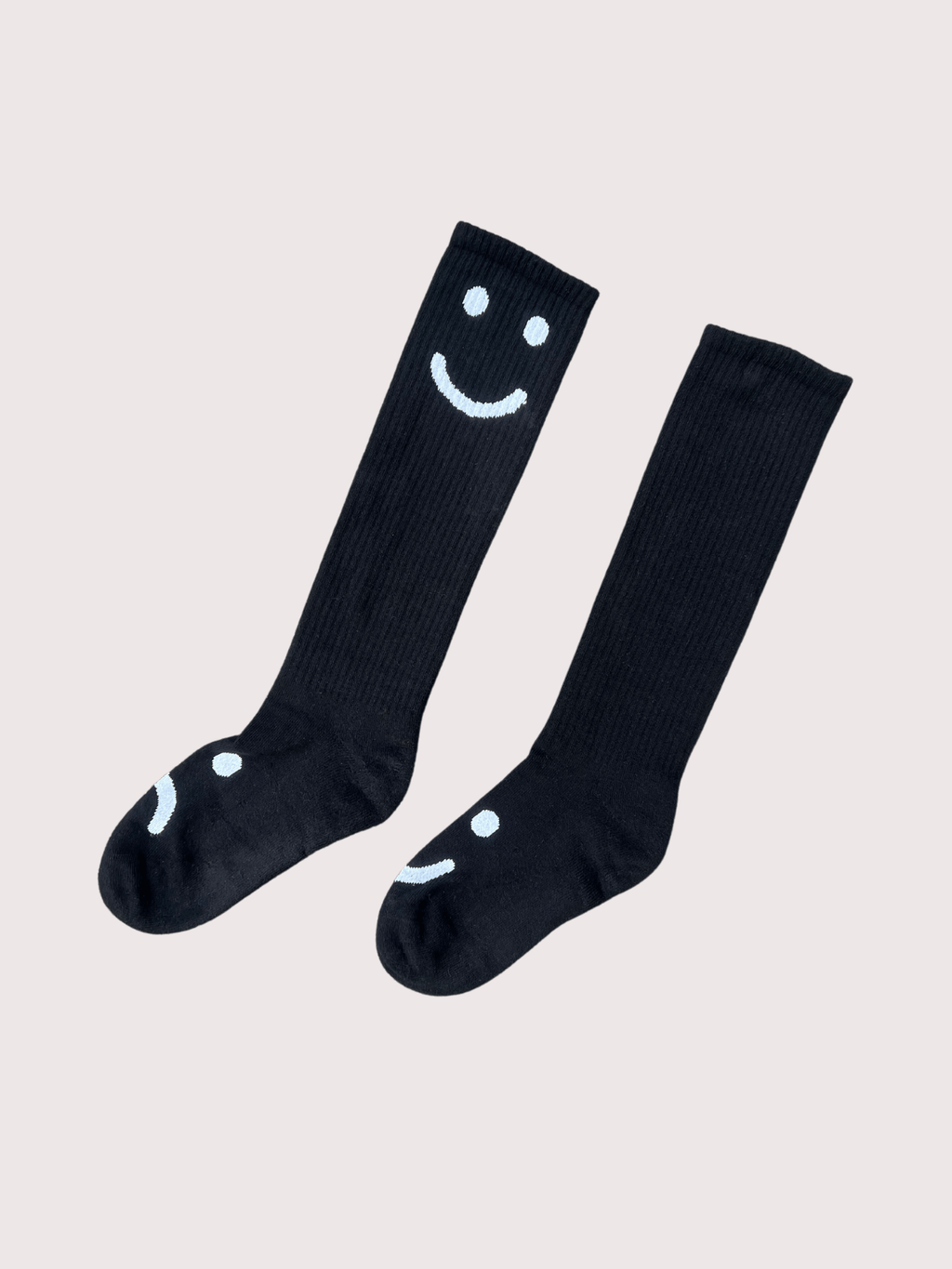 Happy Sad Black Long Socks