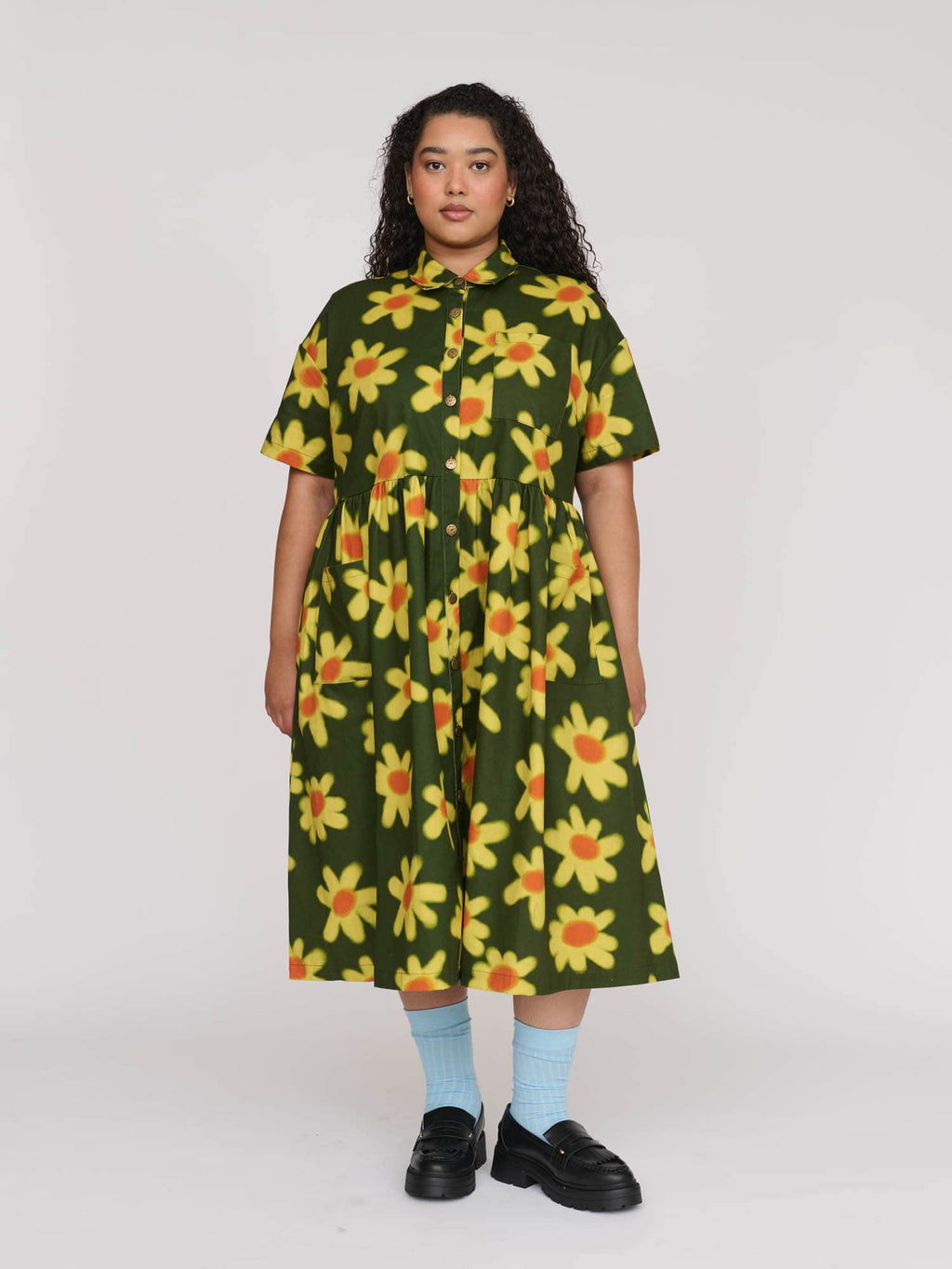 Spraying Flowers Midi Shirt Dress Lazy Oaf Spraying Flowers Midi Shirt Dress Lazy Oaf
