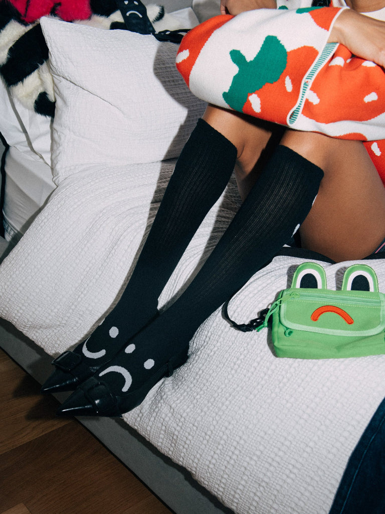 Happy Sad Black Long Socks – Lazy Oaf