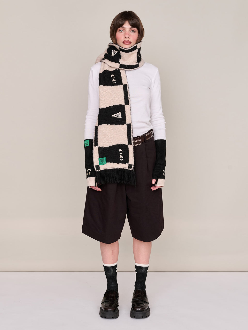 Guinness x Lazy Oaf Checkered Pint Knitted Scarf
