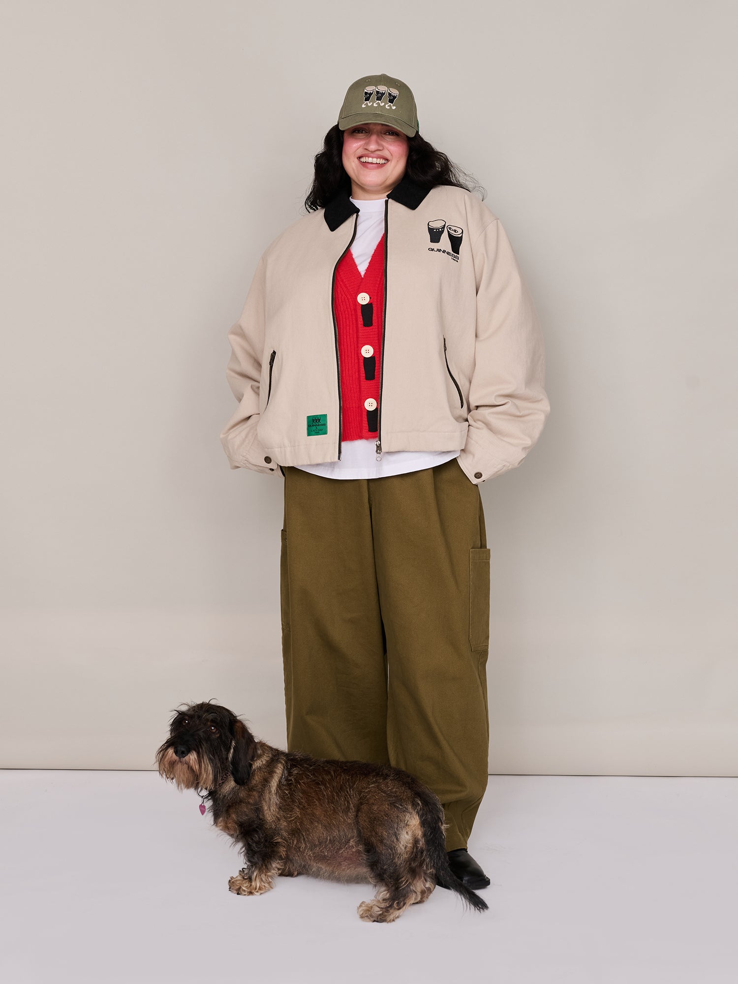グーフィー スタジャン Guinness x Lazy Oaf Zip Twill Jacket