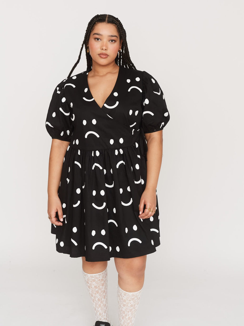 Dress Code Sad Happy Sad Wrap Mini Dress – Lazy Oaf