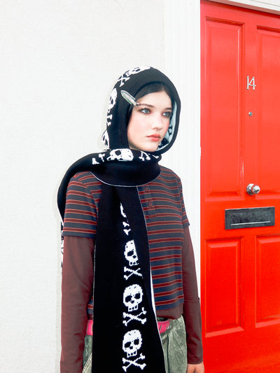 Skull And Crossbones Hooded Scarf