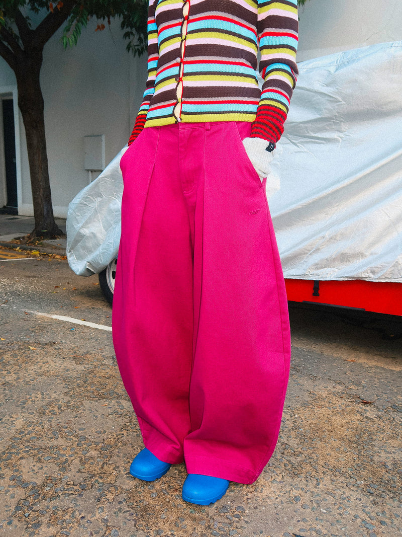 Dark Magenta Penny Pleated Trousers