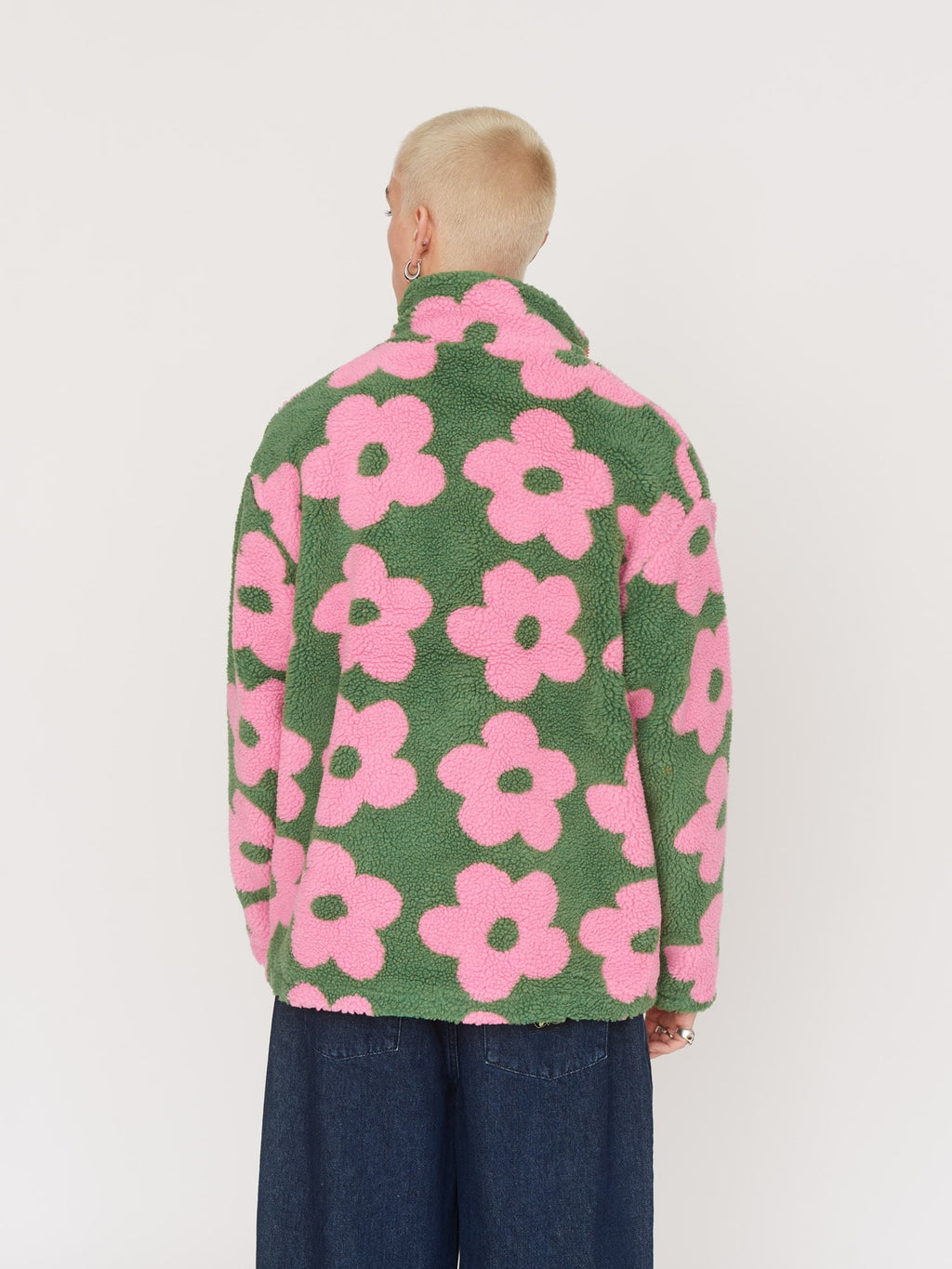 Khaki Floral Zip Through Fleece