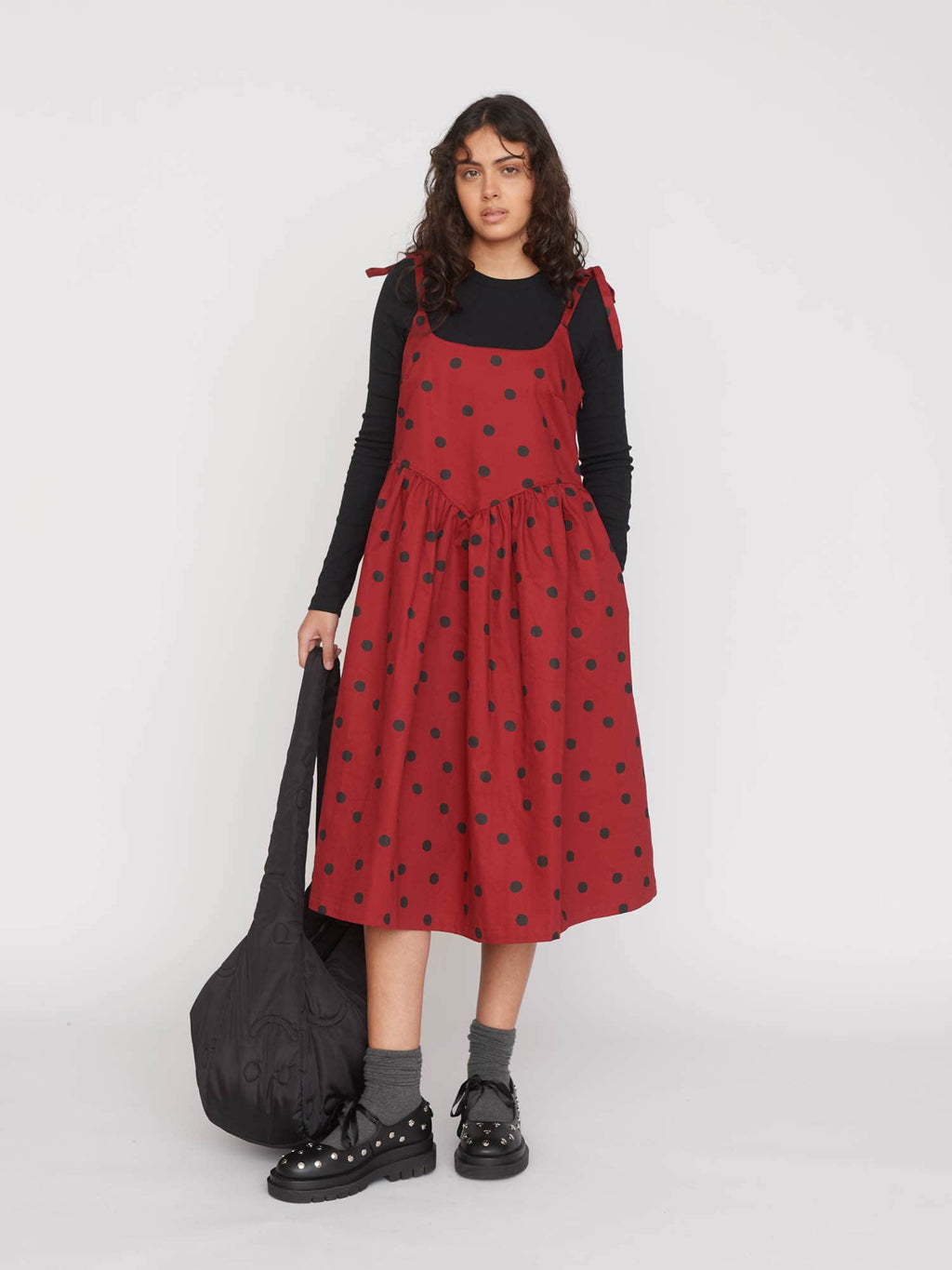 Polka Dot Tie Shoulder Dress Lazy Oaf Polka Dot Tie Shoulder Dress Lazy Oaf