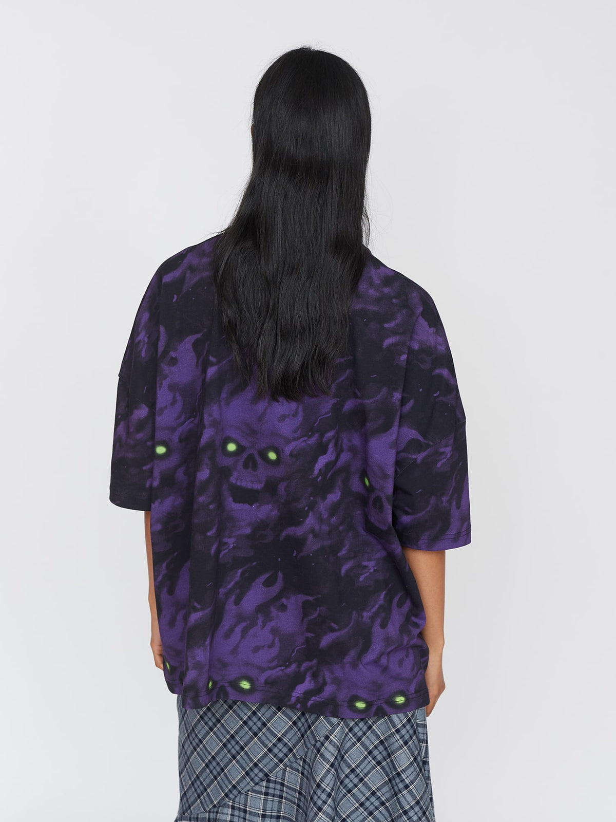 Flaming Skull Big Square Tee