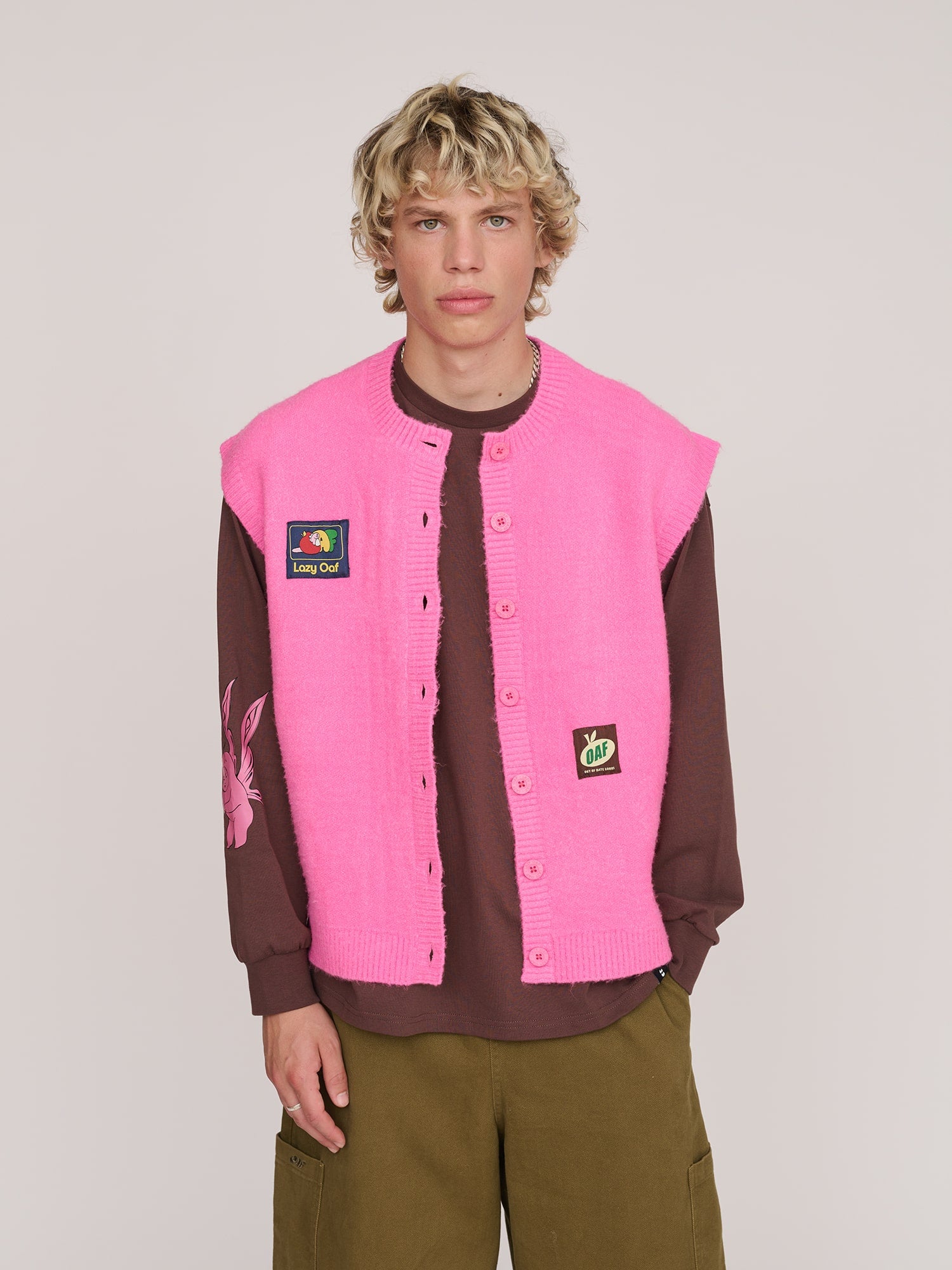 Oaf Labels Button Through Vest – Lazy Oaf