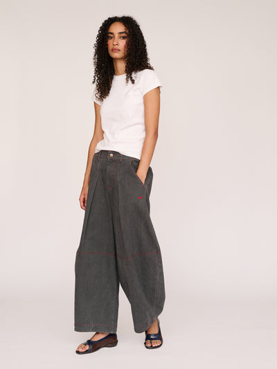 Penny Contrast Stitch Pleated Trousers