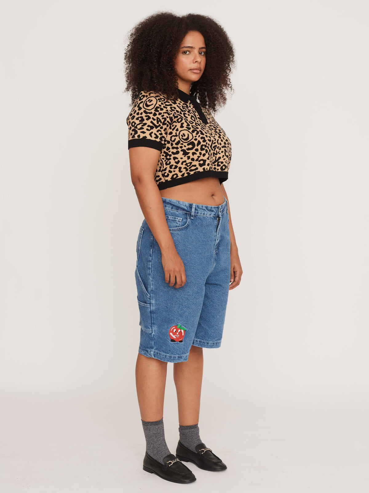 Leopard Knitted Polo Top