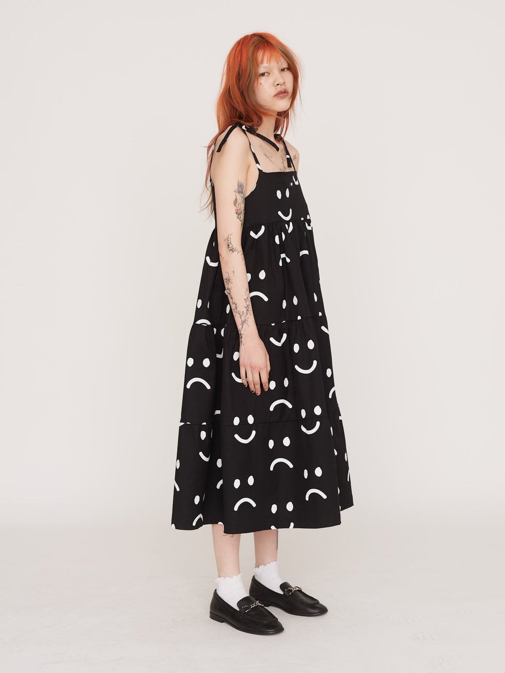 Dress Code Sad Happy Sad Tie Shoulder Smock Dress – Lazy Oaf