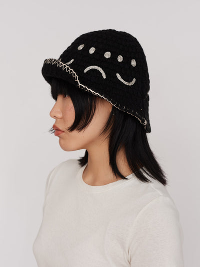 Happy Sad Crochet Style Hat