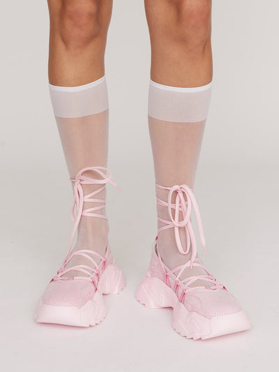 Pink Lace Up Ballet Sneaker